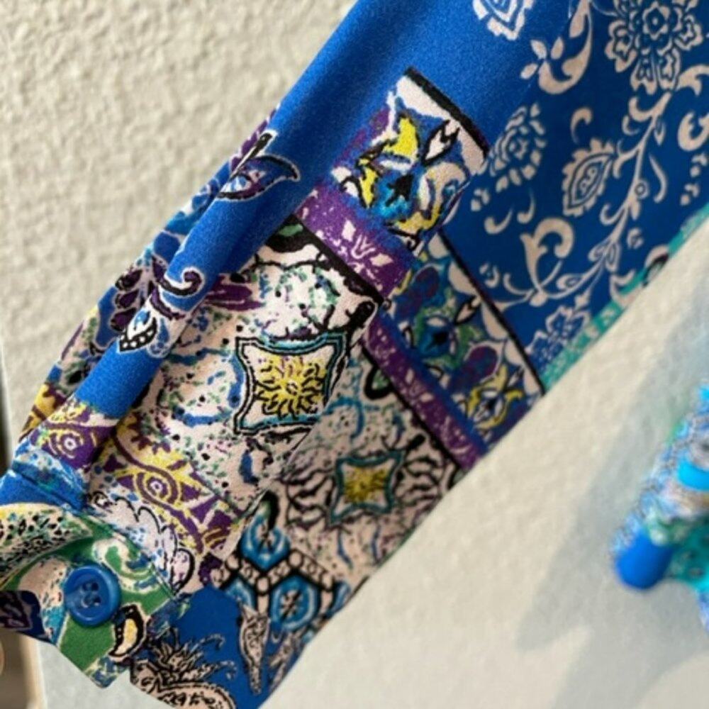 Joan Rivers Size 16 Patchwork Print Textured Blou… - image 8